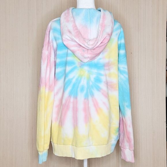 Pawz Dog Mom Tie-Dye Hoodie Pastel Pink Blue Yellow Women's Size Large - Picture 4 of 9